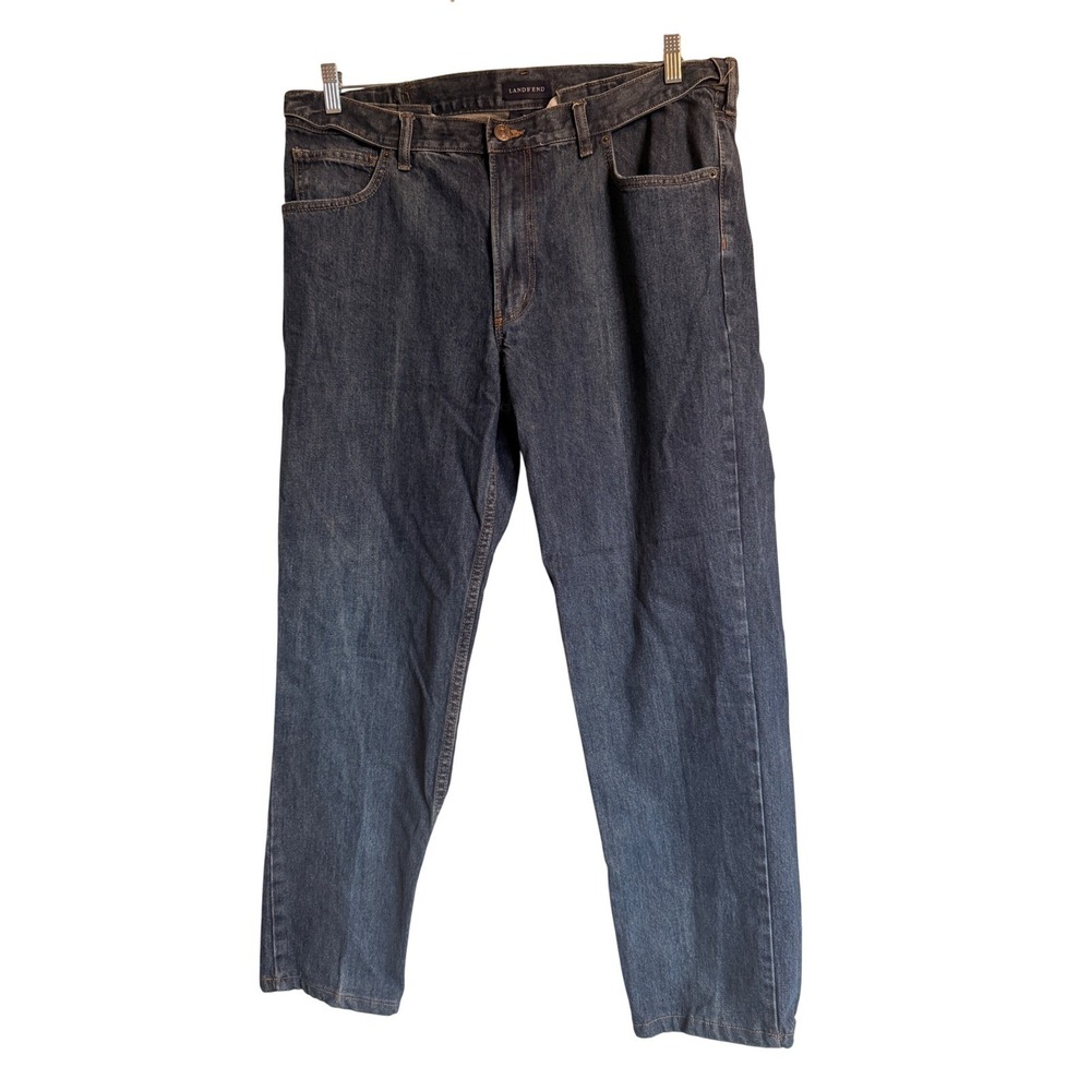 Lands‎ End Mens Traditional Fit Blue Denim Straight Leg Jeans Size 36x30